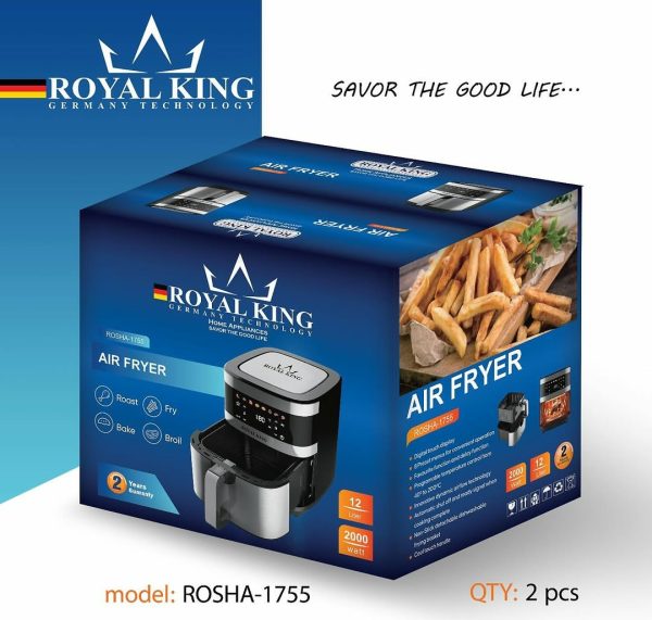 سرخ کن دو المنت بدون روغن رویال کینگ  12 لیتری مدل ROSHA-1755