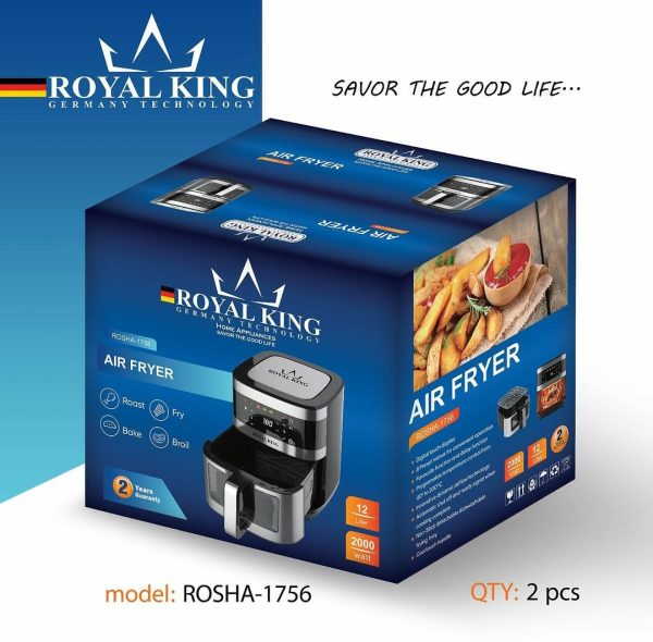 سرخ کن دو المنت رژیمی رویال کینگ  12 لیتری مدل ROSHA-1756