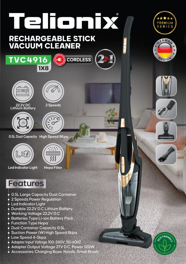 جاروشارژی ایستاده و دستی تلیونیکس Telionix مدل TVC 4916