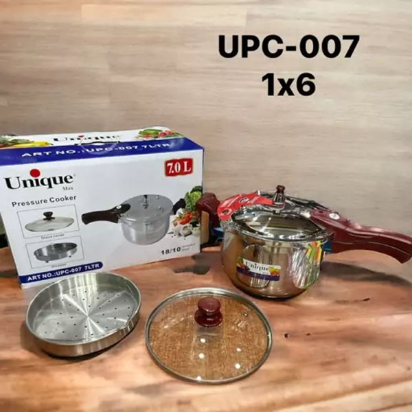 *زودپز اجاقی تک دسته استیل یونیک مکس مدل UPC‑007با ظرفیت 7 لیتری