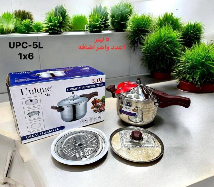 زودپز اجاقی تک دسته استیل یونیک مکس مدل UPC‑5L با ظرفیت 5 لیتری 2 زودپز تک دسته یونیک مکس مدل 05