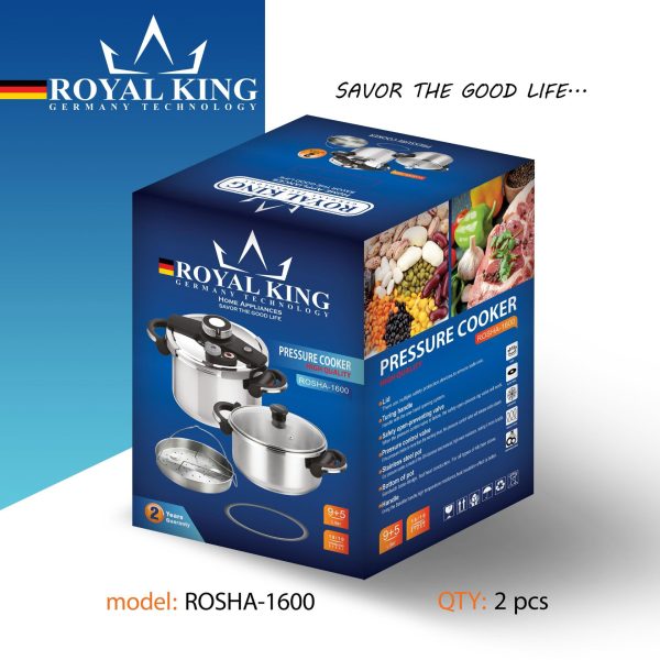 زودپز دوقلوی رویال کینگ   5 و 9 لیتری مدل روشا Royal King Germany  1600