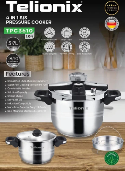زودپز دوقلو ۴ کاره استیل تلیونیکس مدل  Telionix TPC3610