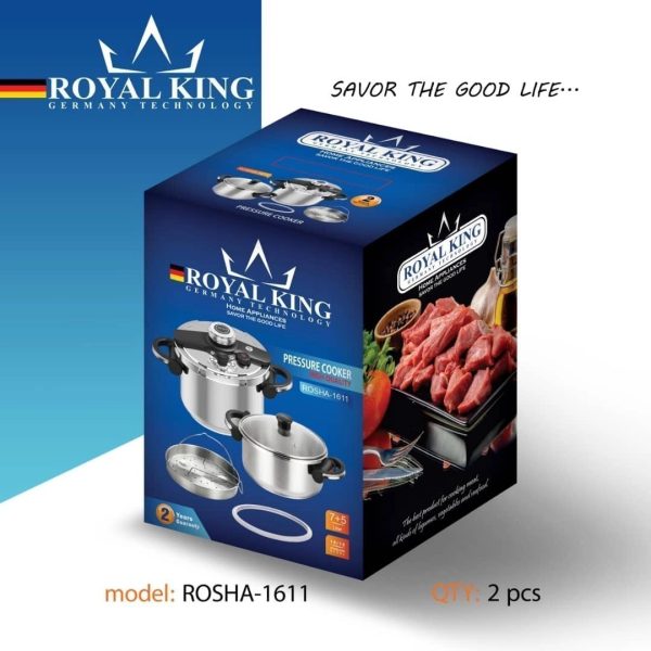 زودپز دوقلوی رویال کینگ  5 و 7 لیتری مدل روشا Royal King Germany Model Rosha 1611